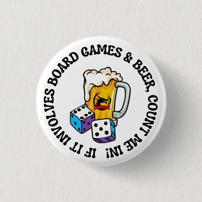 Chapa Redonda De 2,5 Cm Board Games and Beer (Anverso)