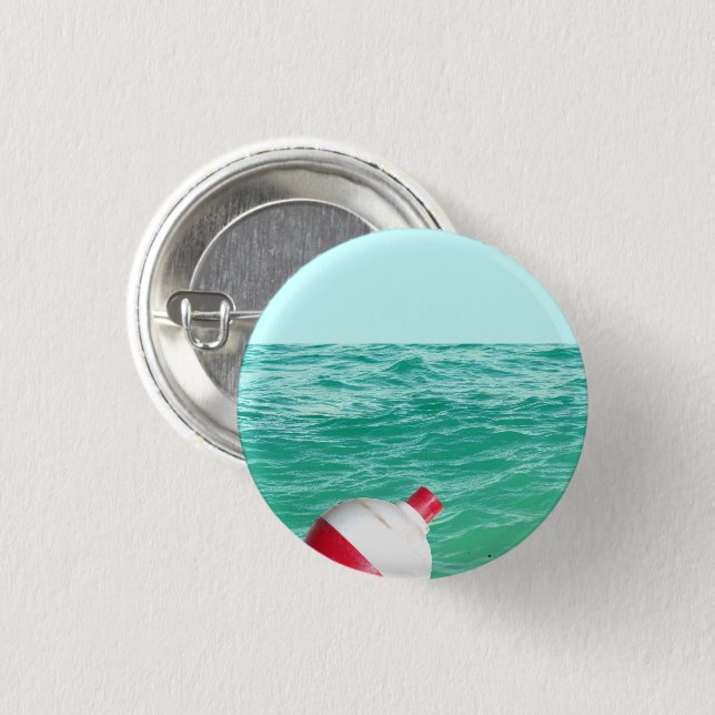 Chapa Redonda De 2,5 Cm Bobber de pesca en agua (Anverso y reverso)