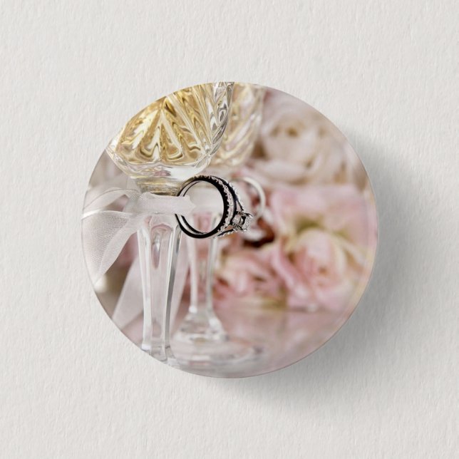 Chapa Redonda De 2,5 Cm Boda Bouquet Rings (Anverso)