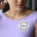 Chapa Redonda De 2,5 Cm Boda de la dama de honor lavender violet eucalyptu<br><div class="desc">Por la dama de honor. Un fondo blanco moda. Decorada con lavanda,  flores violetas y vegetación eucaliptica de color agua.</div>