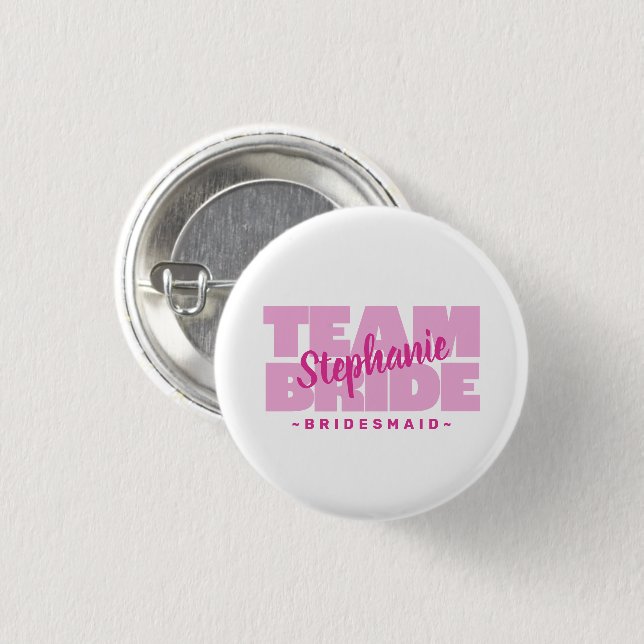 Chapa Redonda De 2,5 Cm Boda de novias nombre personalizado rosa (Anverso y reverso)