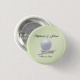 Chapa Redonda De 2,5 Cm Boda de temas de golf Nombres verdes y fecha