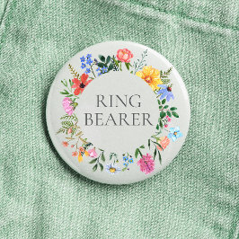 Chapa Redonda De 2,5 Cm Boda de Wildflower Ring Bearer 