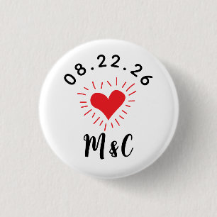 Chapa Redonda De 2,5 Cm Boda del monograma cardíaco