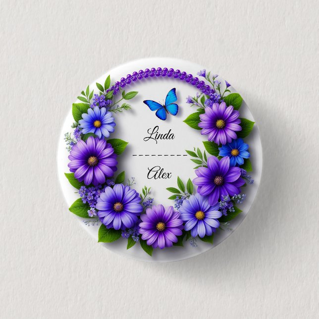 Chapa Redonda De 2,5 Cm Boda Floral Wreath (Anverso)