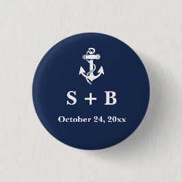 Chapa Redonda De 2,5 Cm Boda marino Nautical Beach Anchor azul de la Marin
