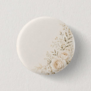 Chapa Redonda De 2,5 Cm Boda Neutral con Florales Refinados