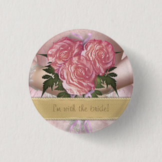 Chapa Redonda De 2,5 Cm Boda personalizada Novias Bouquet (rosa)