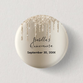 Chapa Redonda De 2,5 Cm Bodega de champaña Purpurina Quinceanera Cumpleaño