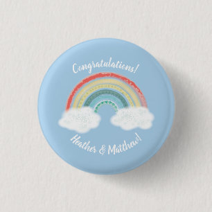 Chapa Redonda De 2,5 Cm Boho Rainbow Baby Shower Blue Boy
