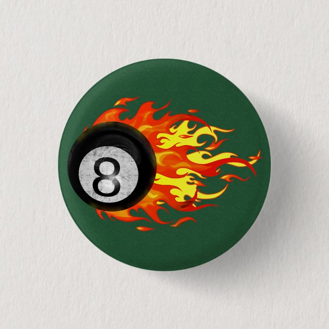 Chapa Redonda De 2,5 Cm Bola 8 el flamear (Anverso)