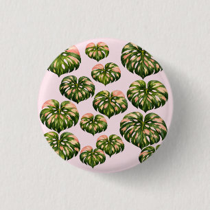 Chapa Redonda De 2,5 Cm Bolsa de mano divertida de planta Monstera rosa bo