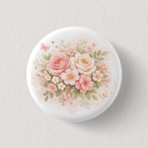 Chapa Redonda De 2,5 Cm Bolso de mano floral pastel elegante