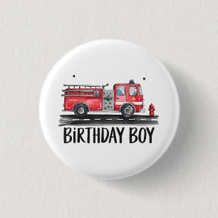 Chapa Redonda De 2,5 Cm Bombero de camión de bomberos Cumpleaños de la fam