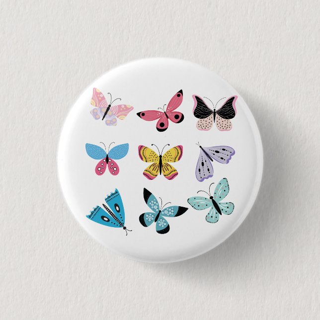 Chapa Redonda De 2,5 Cm Bonito Butterflies (Anverso)