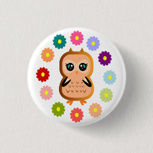 Chapa Redonda De 2,5 Cm Bonito Owl Cute Kawaii Personalizado Arte Ilustrac