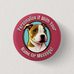 Chapa Redonda De 2,5 Cm Bonito Pitbull