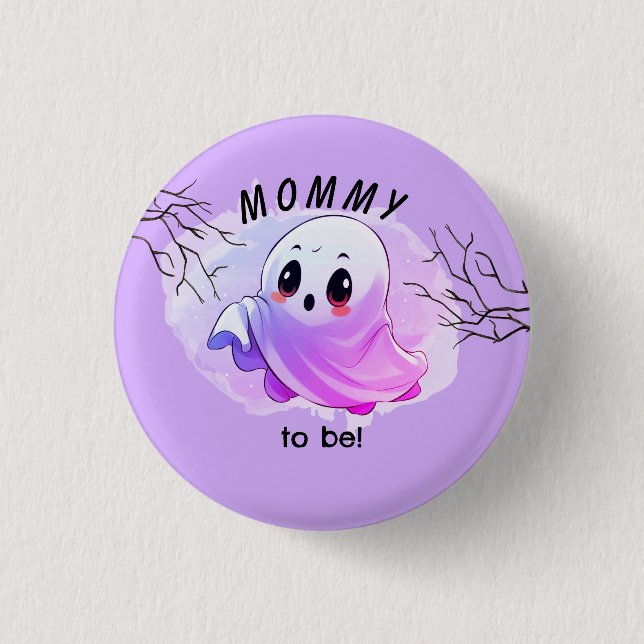 Chapa Redonda De 2,5 Cm Boo Baby Shower Halloween Purple Themed Fiesta (Anverso)