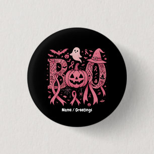 Chapa Redonda De 2,5 Cm Boo Halloween Sensibilización sobre el cáncer de m