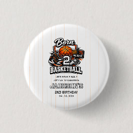 Chapa Redonda De 2,5 Cm Born 2 Basketball | Sports Themed 2nd Birthday