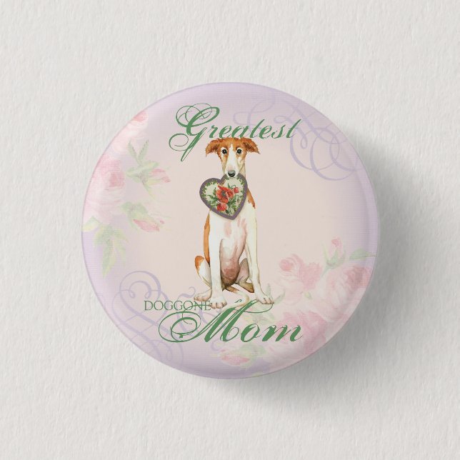 Chapa Redonda De 2,5 Cm Borzoi Heart Mom (Anverso)