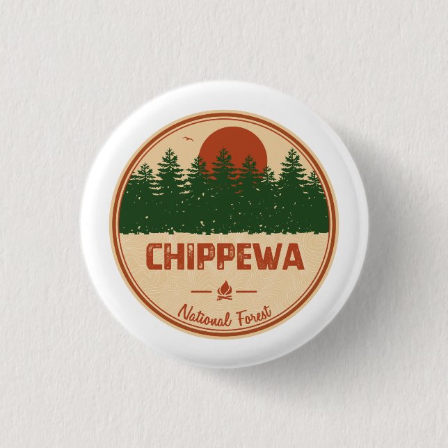 Chapa Redonda De 2,5 Cm Bosque nacional de Chippewa (Anverso)