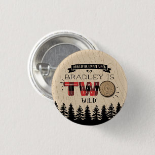Chapa Redonda De 2,5 Cm Bosque rústico Plaid Lumberjack Boys 2º cumpleaños