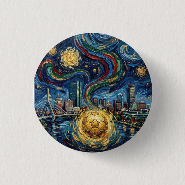 Chapa Redonda De 2,5 Cm Boston Football Art 2026 Skyline Stadium Design (Anverso)