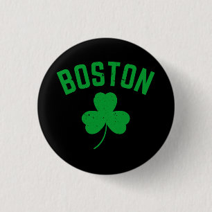 Chapa Redonda De 2,5 Cm Boston Green Lucky Shamrock