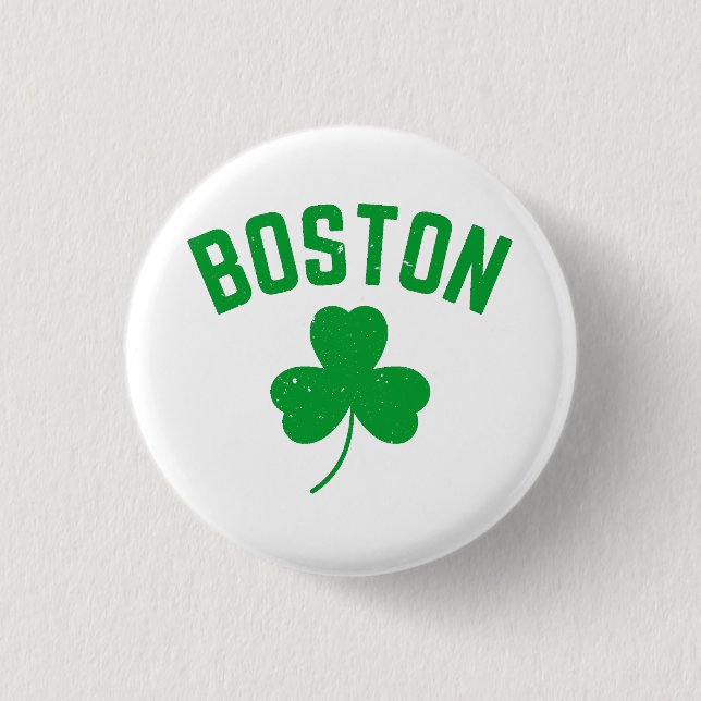 Chapa Redonda De 2,5 Cm Boston Green Lucky Shamrock (Anverso)