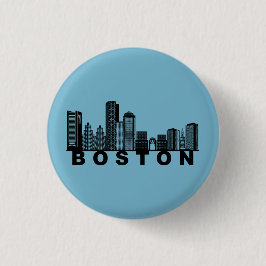 Chapa Redonda De 2,5 Cm Boston Skyline Silhouette 