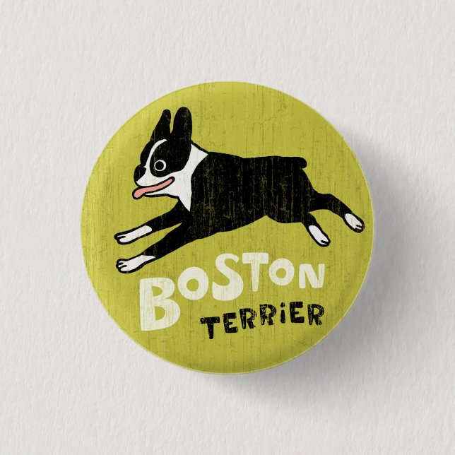 Chapa Redonda De 2,5 Cm Boston Terrier (Anverso)
