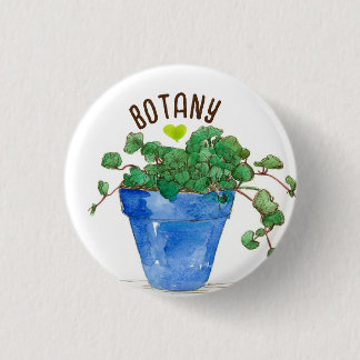 Chapa Redonda De 2,5 Cm Botany Love Gotu Kola Herb Planta Potant Blue