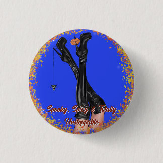 Chapa Redonda De 2,5 Cm Botas de Bruja Glam Halloween Texto Personalizado