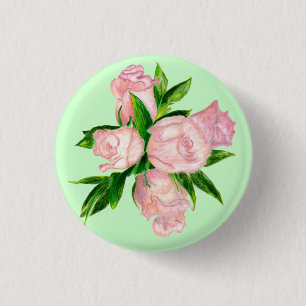 Chapa Redonda De 2,5 Cm Botón, rosas de té híbridos rosados