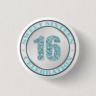 Chapa Redonda De 2,5 Cm Botones azules de la celebración del dulce 16 de