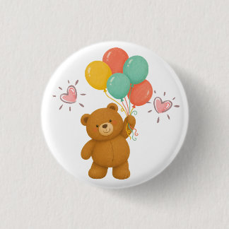 Chapa Redonda De 2,5 Cm Botones de globos de oso lindo