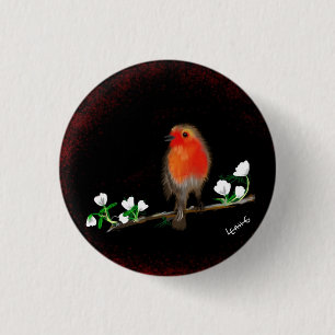 Chapa Redonda De 2,5 Cm Botones de insignias Red Robin, dibujo de arte ori