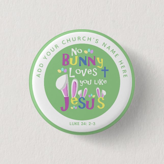Chapa Redonda De 2,5 Cm Botones de Pascua de la iglesia - ningún conejito (Anverso)