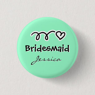 Chapa Redonda De 2,5 Cm Botones Mint green bridesmaid nombre personaliza