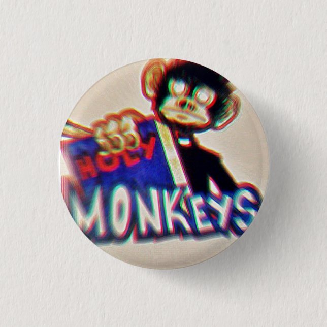 Chapa Redonda De 2,5 Cm Botton Holy Monkeys (Anverso)
