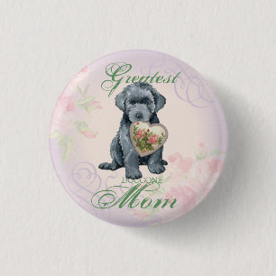 Chapa Redonda De 2,5 Cm Bouvier des Flandres Heart Mom Pinback Button