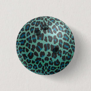 Chapa Redonda De 2,5 Cm Bowling Ball Leopard Verde azulado
