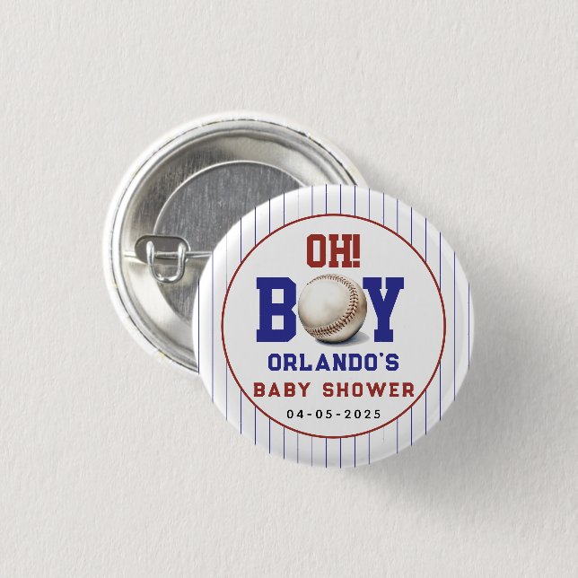 Chapa Redonda De 2,5 Cm Boy Baseball Baby Shower | Cute Sports Party (Anverso y reverso)