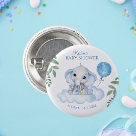 Chapa Redonda De 2,5 Cm Boys Watercolor Elephant Baby Shower