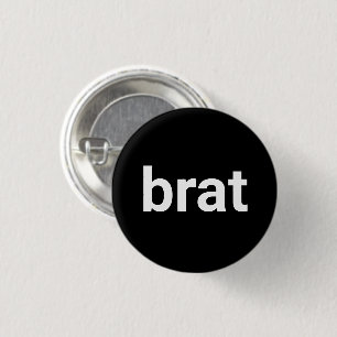 Chapa Redonda De 2,5 Cm Brat divertido genial tipografía minimalista blanc