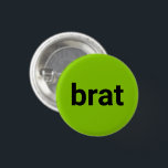 Chapa Redonda De 2,5 Cm Brat moderna typography black lime green cool<br><div class="desc">Moderna tipografía de Brat botón fresco negro y verde lima. Personalizable completo de texto negro sobre fondo de color editable lime verde.</div>