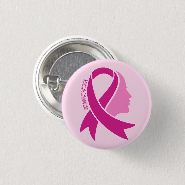 Chapa Redonda De 2,5 Cm Breast Cancer Awareness Ribbon (Anverso y reverso)