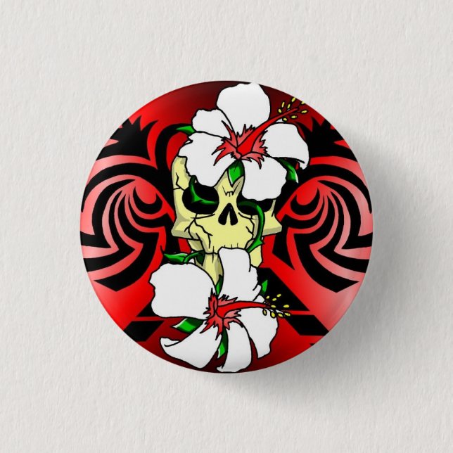 Chapa Redonda De 2,5 Cm broche de caveira (Anverso)