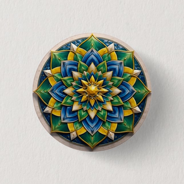 Chapa Redonda De 2,5 Cm Broche Mandala Luxo - 01 (Anverso)